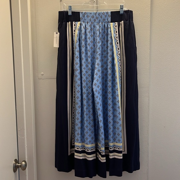 Anthropologie Maeve Printed Pleated A-Line Culottes Sz M 💙🤍💙 - Picture 5 of 7